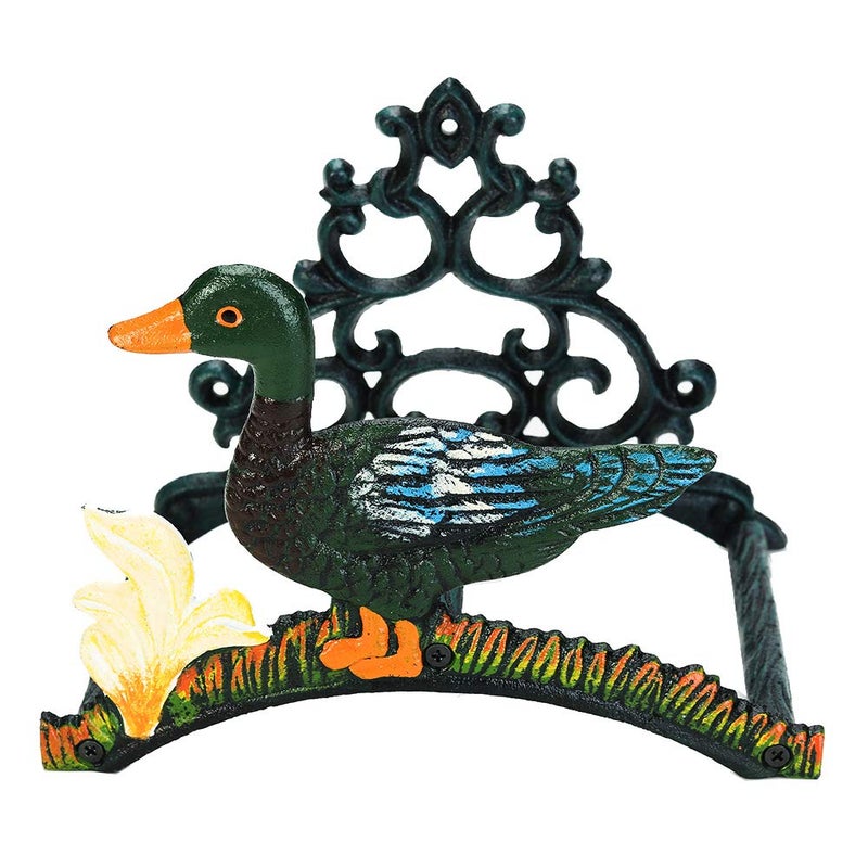 Sungmor Heavy Duty Cast Iron Garden Hose Holder | Water Hose Hanger Wall Mounted | Decorative Indoor Outdoor Hose Rack Reel | 50FT 75FT 100FT Water Hose Bulter Storage | Lovely Duck Metal Hose Stand - Image 1